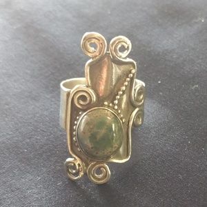 Silver Ring & Dark Teal Stone Ring